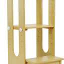 Little Partners Foldable Toddler Tower - Explore 'N Store Montessori Kitchen Tower for Cooking, 22.28" L x 19.56" W x 33.50" H, Ages 2 to 6 (Natural)