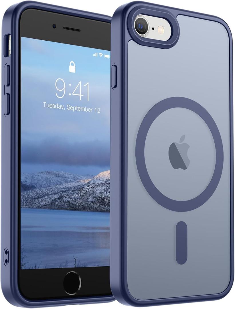 SUPFINE Magnetic for iPhone SE Case 2022 (3rd)/2020 (2nd), iPhone 8 Case (Compatible with MagSafe) (Military Grade Drop Protection) Slim Translucent Matte Phone Case,Lavender Gray