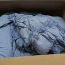 BLOOMHAVEN Queen Comforter Set - 7 Pieces Ruffle Blue Bedding Sets, Shabby Chic Farmhouse Bed in a Bag Queen with Ruffle Comforter, Floral Sheets, Pillowcases & Shams