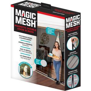 Magic Mesh Double Door- Hands Free Magnetic Screen Door, Fits French & Sliding Doors 75 in x 83 in