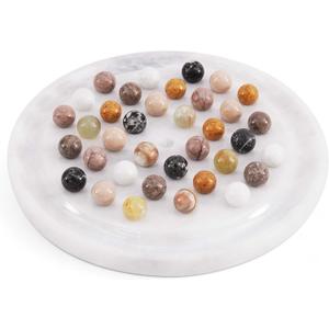 Radicaln Marble Solitaire Board Game with 42 Piece White Marbles Classic One Player Gameplay 10 inch Strategy Puzzle Board Games Adults for Tabletop Game, Birthday Gift, Table Games