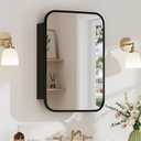 16x24 Inch Medicine Cabinet with Mirror, Rounded Corner, Black