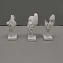 3 Pcs Thinker Statue,Modern Home Resin Sculptures,Collectible Figurines for Home Office Bookshelf Desktop Decor(White)