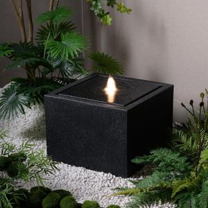 12.79 H Outdoor Water Fountain Made with Eco-Friendly Recyclable Materials, Polyethylene Square Bubbler Outdoor Fountain, Garden Decor with LED Light for Patio, Porch, Backyard