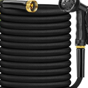 Garden Hose 100FT, Non-Expanding, Lightweight Hose With 8 Function Nozzle, Leak-Proof, No-Knot, Easy to Carry, Wear-Resistant, Sturdy, Flexible, 3/4GHT, Water Hose for Yard, Garden, Outdoor Black