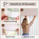 Sheer Curtains Self Adhesive & Rod Pocket Curtains Two in One No-Drilling 2 Panels Set for Bedroom Living Room Kitchen RV Window Bathroom (25" W x 41" L, White)