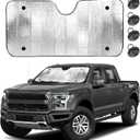 EcoNour Accordion Truck Windshield Sun Shade | Foldable Sun Visor with 4 Suction Cups | Reflective Automotive Windshield Shade Blocks UV Rays&Heat |Window Sun Blocker for Cool Interior - 66" x 31", X-Large