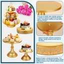 Audab Metal Gold Dessert Table Display Set Including Cake Stands, Cupcake Tower Stand, Dessert Tray, Risers Stands, Cake Cutting Set and Serving Tongs for Wedding, Birthday Party Decor