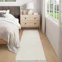 Collive Long Hallway Runner Rug 2.6' x 7', Washable Runners Indoor Entryway Rug, White/Beige Braided Woven Kitchen Carpet Low Profile Front Door Mats for Laundry Room Bedroom Doorway