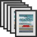 16 x 20 Frames with Glass 5 Pack - Black Wood Poster Frame