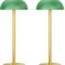 2 Pack 5000mAh Portable Rechargeable Table Lamp with 3 Color Modes Stepless Dimmer Table Light with Memory Function for Dinner, Patio, Home, Restaurant (Green)
