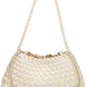 2 Pcs Slouchy Woven Hobo Bags Women Trendy Underarm Crossbody Shoulder Bag Summer Beach Travel Bag Bucket Tote Handbag