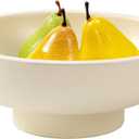 Luxurious Large Ceramic Fruit Bowl - Decorative & Functional - Key Bowl for Entry Table - Footed Bowl - Modern Crme 10.4 Inch