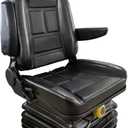 Tractor Suspension Seat, Adjustable Universal Replacement Seat W/Armrest W/Backrest, Compatible with Excavator Skid Loader Dozer Telehandler