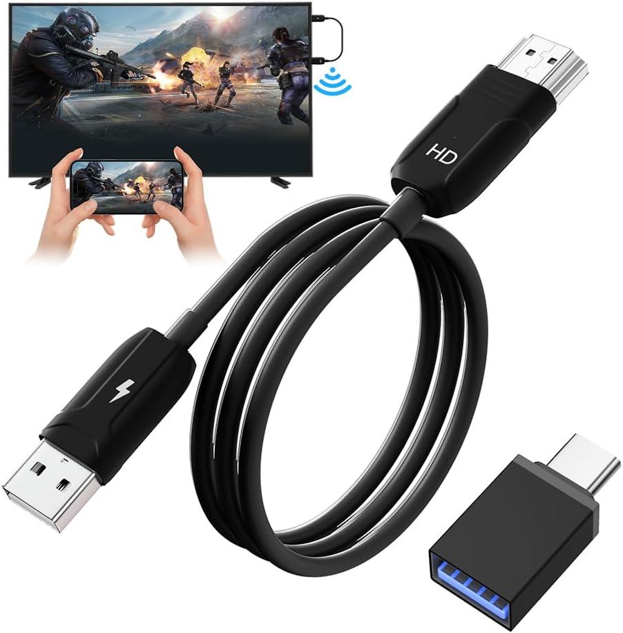 Wireless HDMI Mirroring Adapter/Cable/dongle, Streaming Stick, Wireless Display Adapter Extender Streaming Video/Audio to TV/Projector/Monitor, Suitable for iPhone/iPad/MacBook/Smartphone/Notebook (Black)