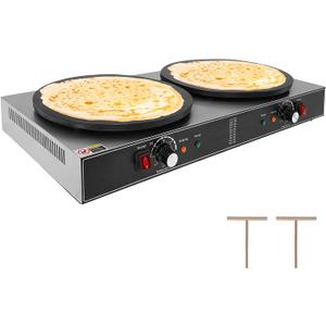 Electric Crepe Maker,3400 w 110 v Flat Plate Crepe Griddle with Double Plate and Temp Control,Non-Stick Commercial Crepe Machine for Home and Commercial Use