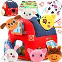 Baby Toys 6-12 Months | Plush Barn Toy with 8 Sound Animals & Farm Mat - Montessori Toys Sensory Farm Animals for Toddlers 1-3 - Crinkle/Rattle/Squeak, Birthday Infant Toy Baby BOY Girl Gifts