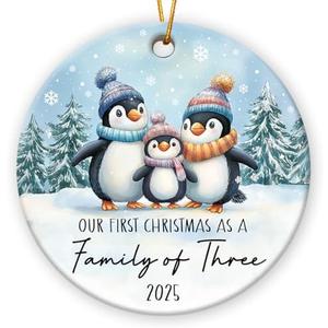 Family Christmas Ornament 2025, Family of Three First Christmas Ornament, New Parents Gifts for Couples, New Baby Gift for Mom Dad, Gift for Husband, Wife