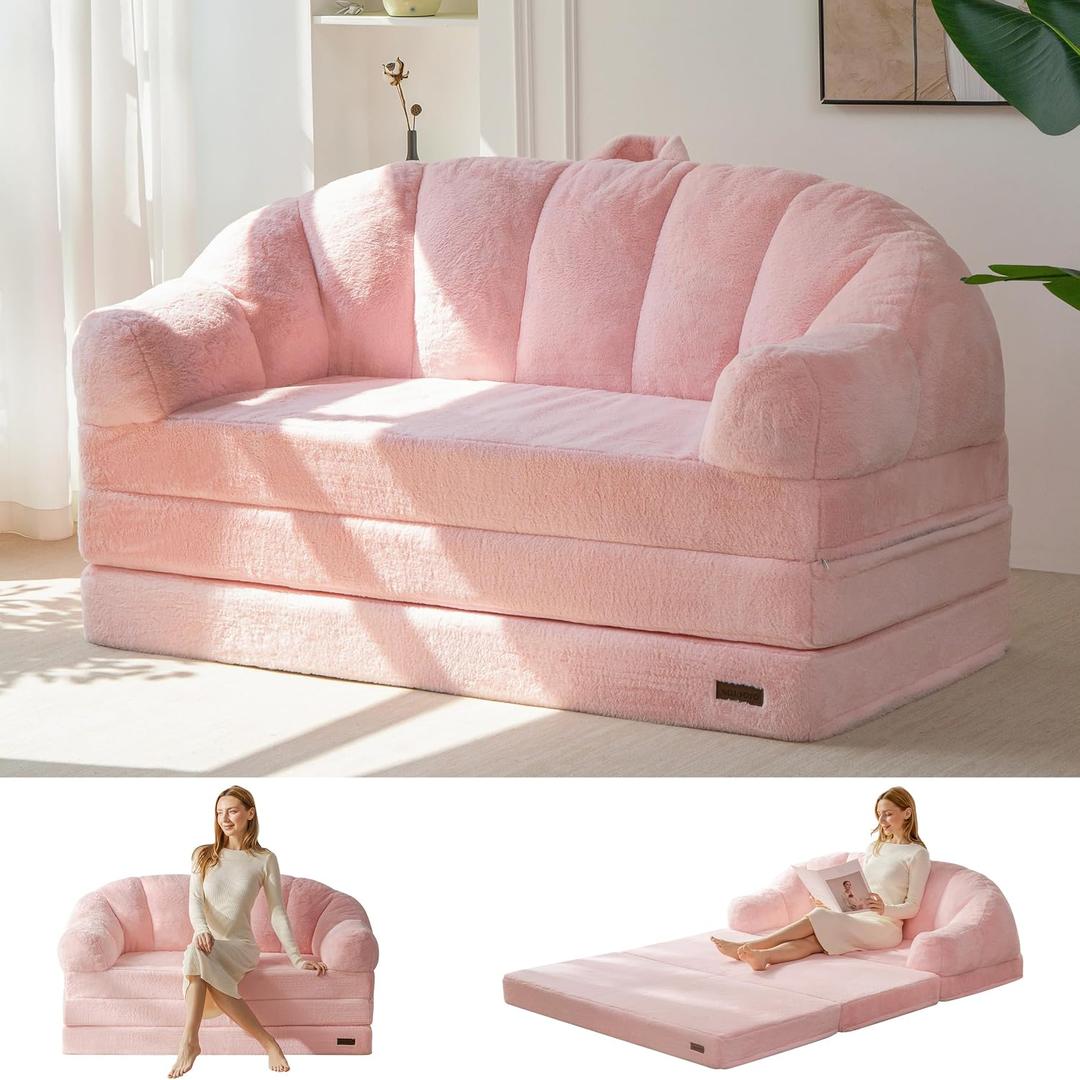 MAXYOYO Folding Sofa Bed, 2 in 1 Convertible Sofa to Lounger, Loveseat