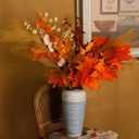 MISSPIN Thanksgiving Decorations - 9Pcs Fall Decor Artificial Flowers Orchid Maple Leaves Stems Set Fall Stems Faux Reed Maple Leaves for Wedding Bouquet Table Centerpieces Autumn