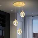 Gold Pendant Light Dimmable LED 3-Light Modern Pendant Light Kitchen Island Dining Room Bar, 3-Lights, Gold