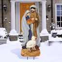 Reallnaive Metal Christmas Outdoor Nativity Scene for Yard with Stake 30 Inch Large Christmas Nativity Set with Baby Jesus Mary and Joseph Outside Waterproof Religious Yard Lawn Signs for Garden Lawns