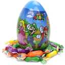Super Mario Jumbo Easter Egg with Fruit Chew Candies Inside, Individually Wrapped, Basket Stuffer Gift, 2.72 Ounces (EXP 07/19/27)
