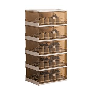 3-Pack Premium Amber Clear PET Shoe Boxes, XL Foldable Sneaker Display & Storage Organizer, Magnetic Door, Double Capacity Fits 2 Pairs Up to Mens US Size 14, Stackable for Closet Bedroom Entryway