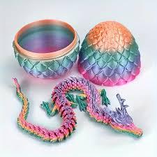 Efilra 3D Printed Dragon Egg, Magnetic Dragon Eggs with Dragon Inside, Easter Basket Stuffers, Easter Eggs 3D Dragon Toys Gifts for Kids 5-7, Crystal Dragon Egg Fidget Toys, Candy Color 