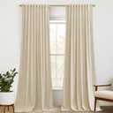 StangH Beige Velvet Curtains 84 inches Back Tab Privacy Light Dimming Window Panels for Nursery Kids Bedroom Elegant Home Decoration for Living Room/Patio, W52 x L84, 2 Panels
