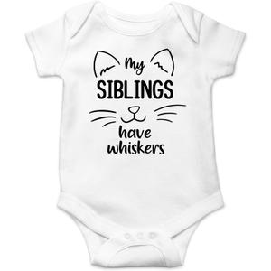 AW Fashions My Siblings Have Whiskers Baby Bodysuit Funny Cute Infant Outfit Romper Clothing Boys Girls (6 Months, White)