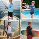 Boys UPF 50+ Long Sleeve Rash Guard, UV Sun Protection Swim Shirt | UPF 50+ sun protection. Quick-dry breathable fabric. Size 5T-16. Camo sleeve style for beach, surfing and fishing. (Green, XL)