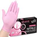 Nitrile Disposable Gloves, 3-mil, Pink Industrial Gloves Disposable Latex Free, Gloves for Cleaning & Esthetician, Pink Rubber Gloves, Pink Cleaning Gloves, Powder-Free, 50-ct Box (XL)