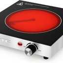 OVENTE Infrared Ceramic Single Burner, 1200W Electric Countertop Hot Plate with Black Crystalline Glass, Portable Stainless Steel Cooktop for Home, Office, or Dorm Use, Black BGI301GB