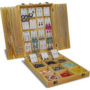 Jewelry Display Case for Vendors, Earring Case, Multi-Layer Storage Holder for Earrings, Bracelets necklaces and Rings (Brown)