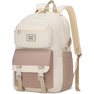 Backpack for Girls and Teens, Cute School Bag for Kids, Kawaii Bookbag for College Students, Aesthetic Laptop Backpack for Women Nursing Work, Beige Khaki