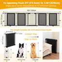 Dog Gate Foldable Pet Playpen Extra Wide 29"-126", Auto Close Pet Gate Dog Fence Pressure Mounted Walk Through Swing Safety Pet Fence Indoor Puppy Date for Stairs, 29" Height-5 Panels, Black