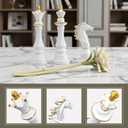 Large Chess Pieces Decor with Knight, King and Queen, Vintage Gold Chess Decor for Living Room, Bookshelves and Office Cabinets (White)