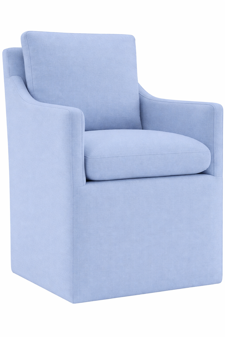 Upholstered Dining Chairs with Casters Easy Assembly Modern Accent Armchair with Rollers for Diningroom Bedroom Livingroom Reading Room