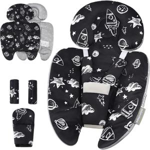 Infant Insert Compatible with 4moms Mamaroo & Graco Swing and Infant Car Seat, Stroller, Other Baby Swing, Rocker, Bouncer, Bassinet Newborn Insert Head & Body Support Cushion, Reversible Design (black)