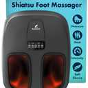 Shiatsu Foot Massager with Heat & Deep Kneading - Relieves Plantar Fasciitis, Neuropathy & Foot Fatigue - Features Adjustable Heat & 3 Compression Setting - Fits Up to Men’s Size 14 - HSA/FSA Eligible