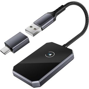 Basesailor Wireless CarPlay and Android Auto Adapter for iPhone 16 15,2-in-1 2024 New Upgraded Bluetooth Car Play Dongle Convert Factory Wired to Wireless,Apple iOS 10+,Andriod 11+