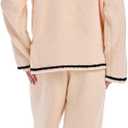 Womens Fleece 2 Piece Pajamas Fuzzy Long Sleeve Crewneck Wide Leg Winter Sherpa Lounge Sets For Women (XL)