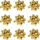 24 Large Gift Bows,3.5 inches, Bows for Gift Wrapping and Presents,Christmas Bows,for Parties, Birthdays, Weddings or Other Holidays. (Gold)