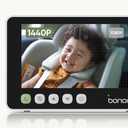 bonoch 5" 1440P Baby Car Camera for 2 Kids - 360 Rotating Adjustable Wide View Dual Cameras, Split Screen Night Vision Baby Monitor, Easy Install Rear Facing Backseat Mirror, USB Powered with Charger