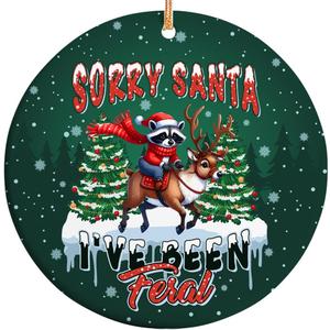 2 x 2025 Christmas Ornament  Sorry Santa I Have Been Feral Funny Naughty Holiday Ornament Gift, Xmas Tree Decoration Gift