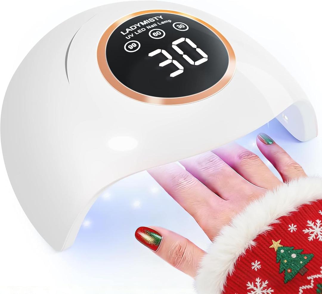 72W UV LED Nail Lamp, 2026 New Upgrade UV Light for Gel Nails with 18 Beads, 3 Timer Nail Dryer, LCD Display, Auto Sensor, Professional Nail Lamps for Gel Polish  Perfect Christmas Gifts, White Lamp