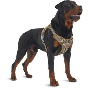 AUROTH Tactical Dog Harness for Large Dogs No Pull Adjustable Reflective K9 Working Training Easy Control Pet Vest Military Service Harnesses Woodland Camo L (L(Neck:18-29",Chest:24-37"),45-80 lbs)