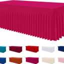 Smiry Spandex Tablecloth, Elastic Fitted Stretch Tablecloth for 6FT Rectangle Tables, Waterproof Washable Table Cover Skirt for Outdoor, Wedding, Banquet & Parties (Fuchsia, 72Lx30Wx30H Inch)