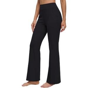 BMJL Womens Yoga Pants High Waisted Flared Black Work Business Casual Dress Pants (Black, S)